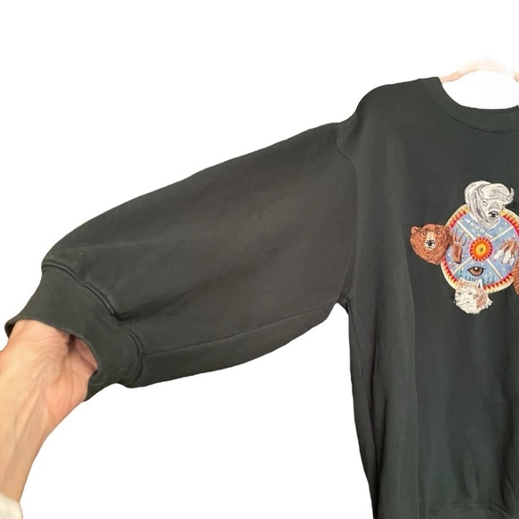 Vintage Lake Matley Hunter Green Animal Embroidered Sweatshirt Size 2XL - Picture 2 of 11